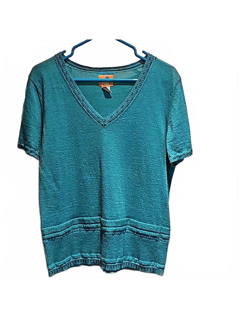 Hearts Of Palm Women's Top Short Sleeve beaded  size L